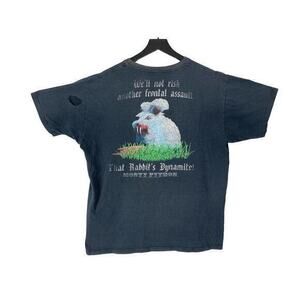 Monty Python‎ Killer Rabbit Men's Black T-Shirt VTG Comedy Movie Graphic L